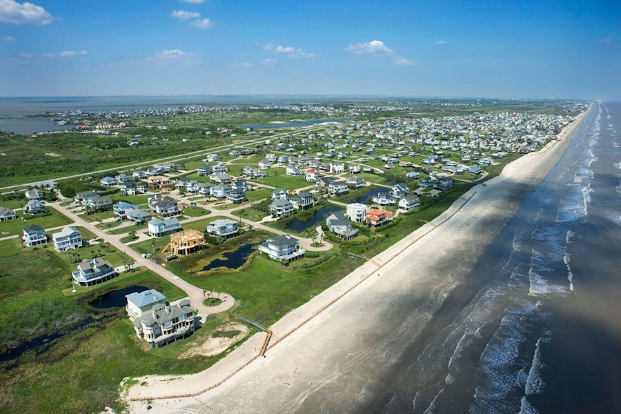 Aerial view of Galveston, Texas cruise port