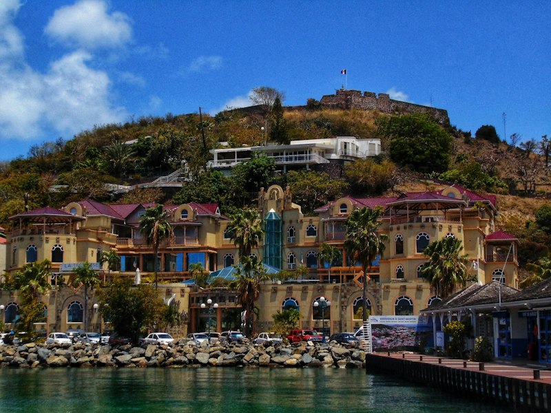 Aerial view of Marigot, Saint Martin cruise port
