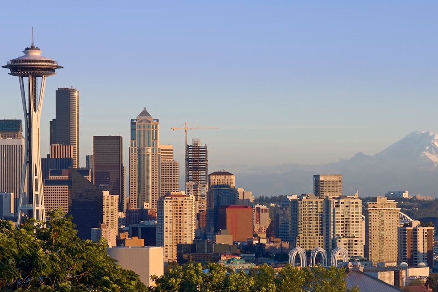 Aerial view of Seattle, Washington cruise port