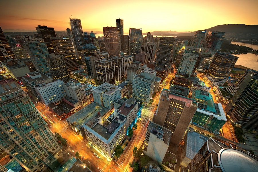 Aerial view of Vancouver, British Columbia cruise port