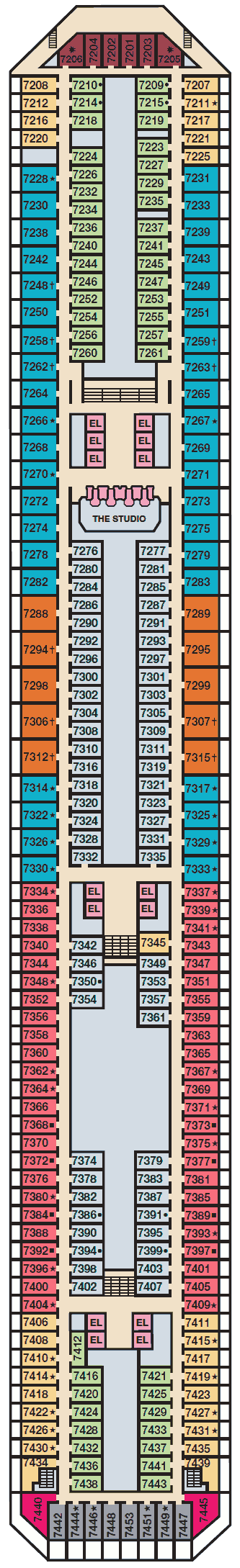 Inside Cabin 7201 on Carnival Conquest, category 4J